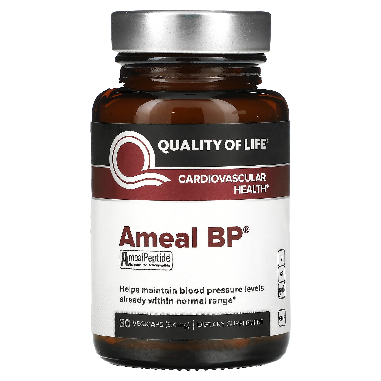 Quality Of Life, Ameal Bp, 30 Vegetarian Capsules UPC 812259003318 | HiLife Vitamins